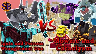 Ignis and Ferrous Wroughtnaut Vs Mowzie and Cataclysm Bosses | Minecraft Mob Battle