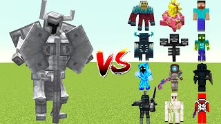 Minecraft : Ferrous Wroughtnaut vs All Boss Mobs || Ferrous Wroughtnaut vs Warden vs Herobrine