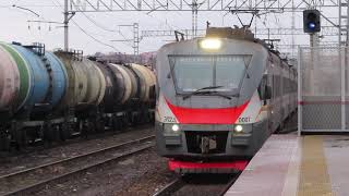Электропоезд ЭП2Д-0007 ЦППК станция Нара 3.01.2020