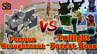 Ferrous Wroughtnaut vs Twilight Forest Bosses | Minecraft Mobs Battle