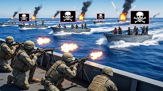 When 35 Pirate Boats Attacked a US Navy Ship… Chaos Followed | US Navy Ship