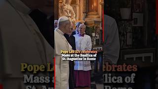 Pope Leo XIV celebrates Mass at the Basilica of St. Augustine in Rome. #popeleoxiv #rome #mass