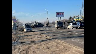 24 февраля 2022г. Русские на окружной Харькова. Первый бой и раненые. Снимали русские
