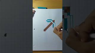 Como dibujar el pico de diamante de Minecraft | Pixel Art | #Shorts