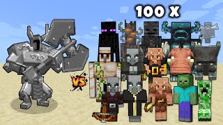 Ferrous Wroughtnaut (Official addon) vs Minecraft Mobs x100 - Minecraft Mob Battle