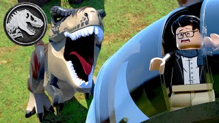 Salvando o bonde das garras do T.rex! | LEGO JURASSIC WORLD: A LENDA DA ILHA NUBLAR