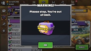 GET 2500km MAX IN ONLY 15 HOURS 😱 BEST TRICK TO MAX YOUR KM - Hill Climb Racing 2