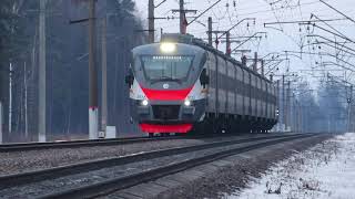 Электропоезда ЭП2Д-0120, ЭД4М-0489 ЦППК перегон Бекасово-1 - Нара 21.12.2020